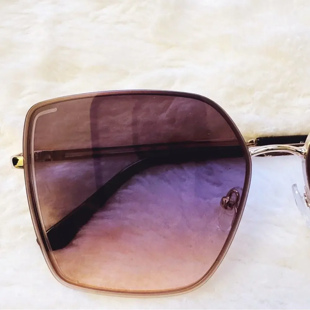 Monica Clear Light Purple Geometric Sunglasses